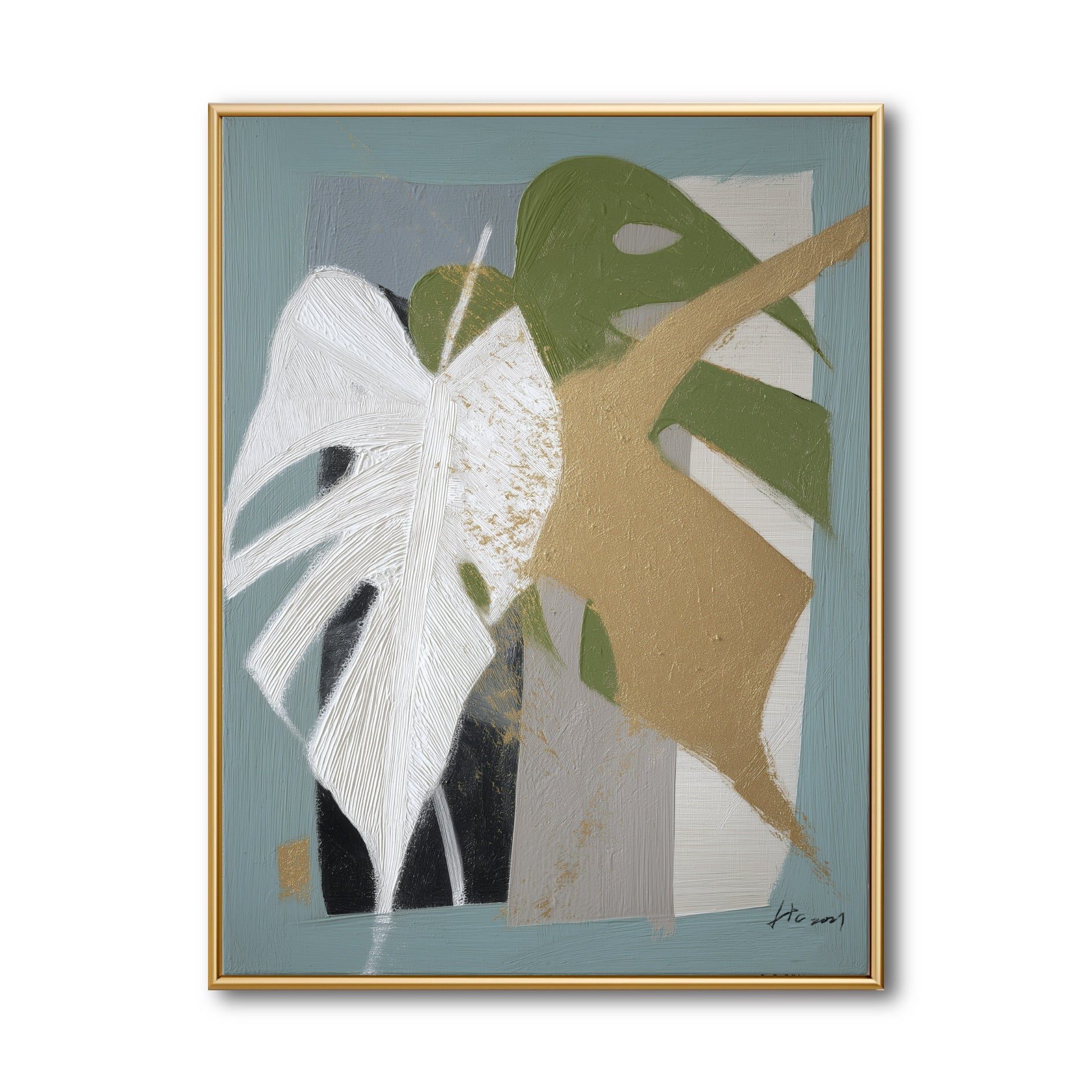 Expressionism Monstera Leaf Landscape Art Painting