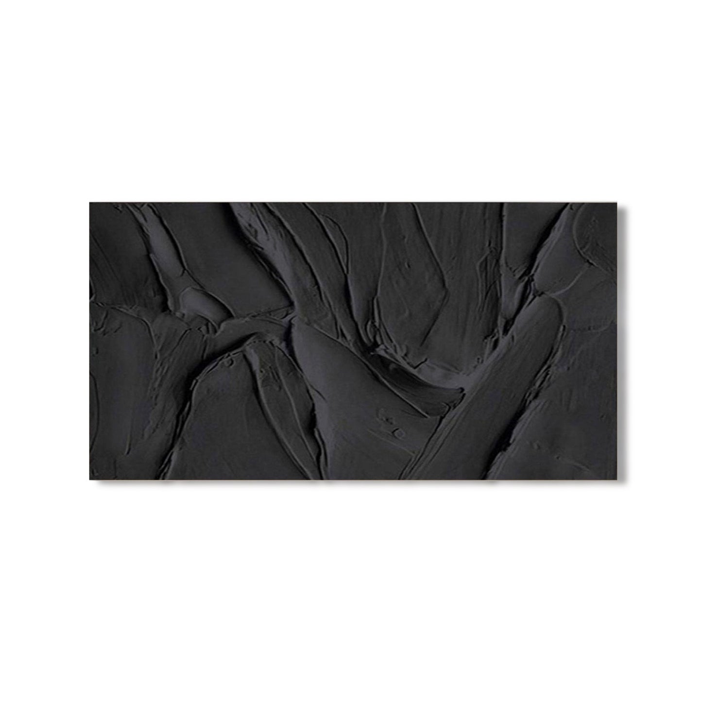 An elegant abstract hand-drawn oil painting: a vertical sea waves landscape in textured strokes, cold, and black tones.