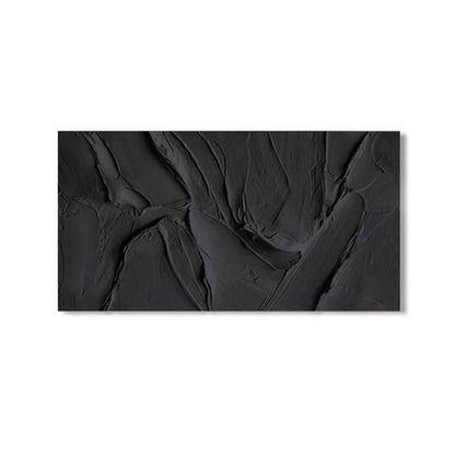 An elegant abstract hand-drawn oil painting: a vertical sea waves landscape in textured strokes, cold, and black tones.