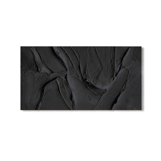 An elegant abstract hand-drawn oil painting: a vertical sea waves landscape in textured strokes, cold, and black tones.