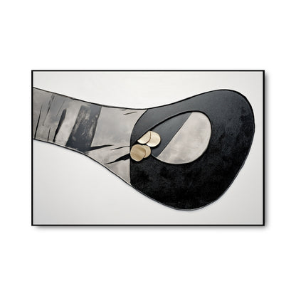 Original modern abstract art. A sculptural, biomorphic shape in black and grey with three elegant gold disc accents.