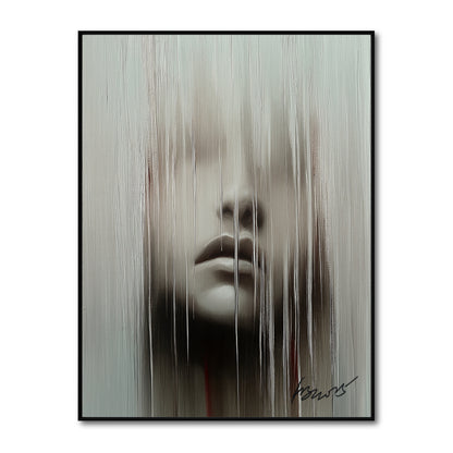 Abstract textured portrait of a woman's face. Modern wall art for contemporary living rooms. Creates an emotional, yet neutral focal point.