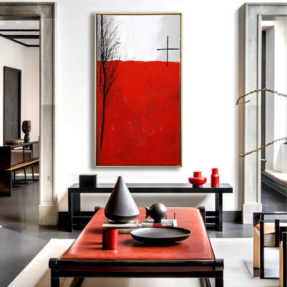 A room pic shows an minimalist deco painting, creating vintage, elegant, sophisticated, bold, and whimsical vibes.				