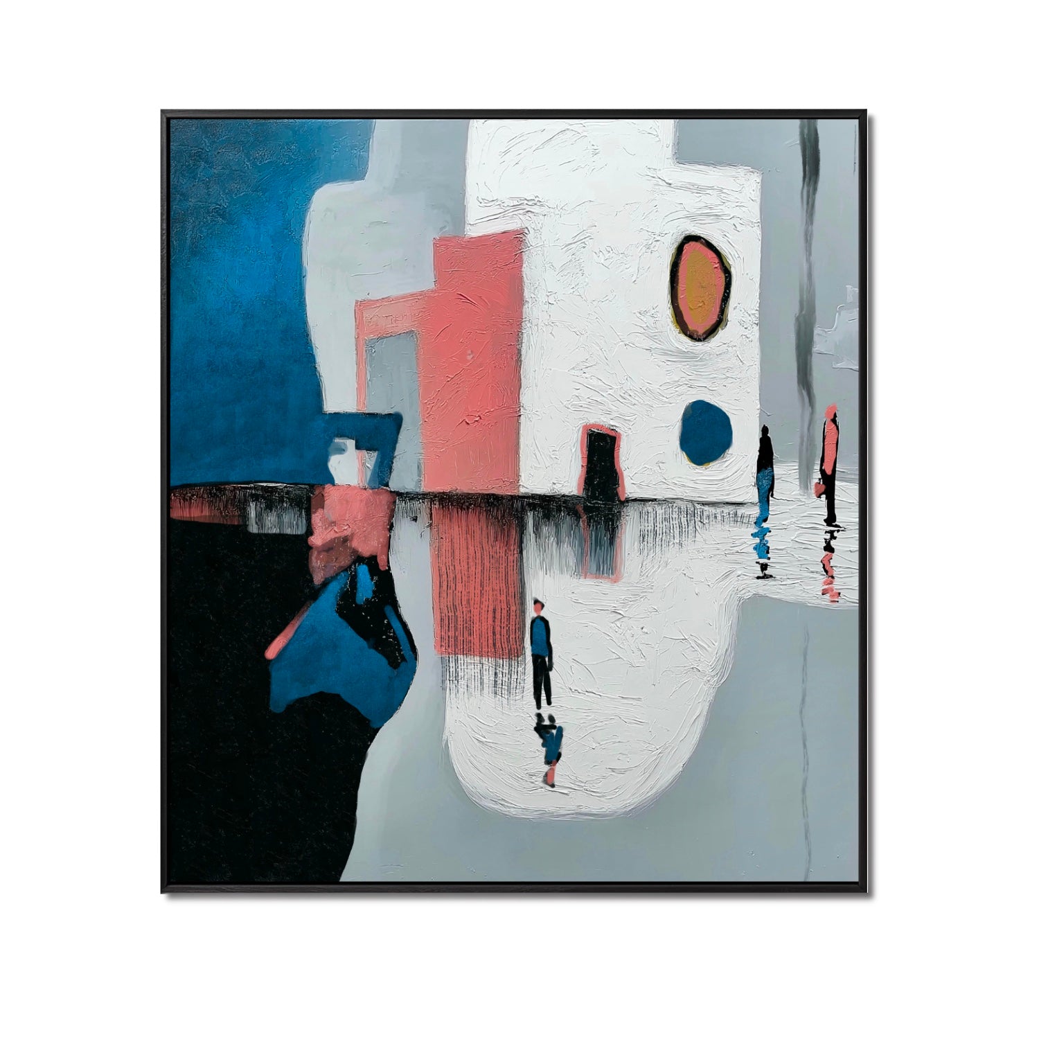 A room pic shows an expressionist deco painting, creating elegant, whimsical, playful, natural, and sophisticated vibes.	