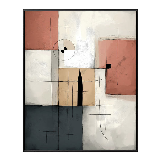 A calm, minimalist, hand-drawn oil painting: a vertical church landscape in rustic strokes, warm, and colorful tones.