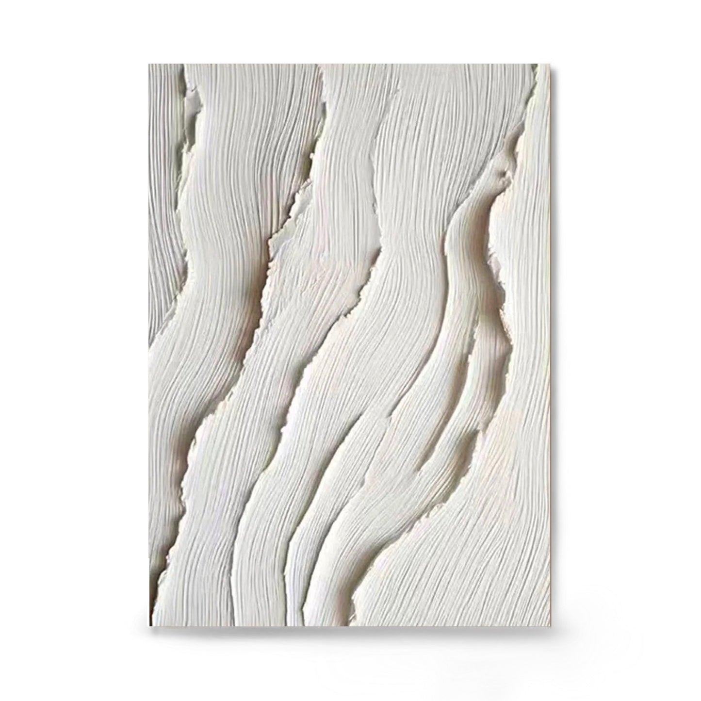White sculpted waves, dynamic relief, neutral tone, vertical movement, modern minimalist wall decor.