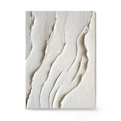 White sculpted waves, dynamic relief, neutral tone, vertical movement, modern minimalist wall decor.